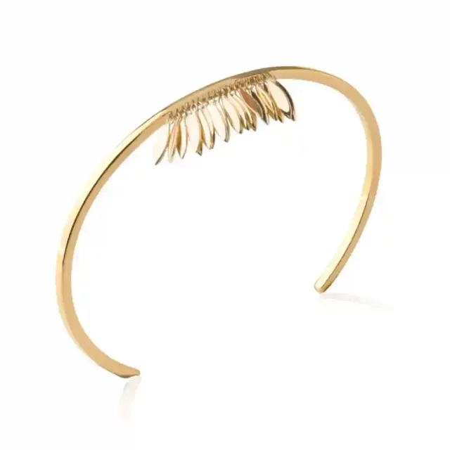 Oriana France jonc bracelet plaqué or breloques plumes