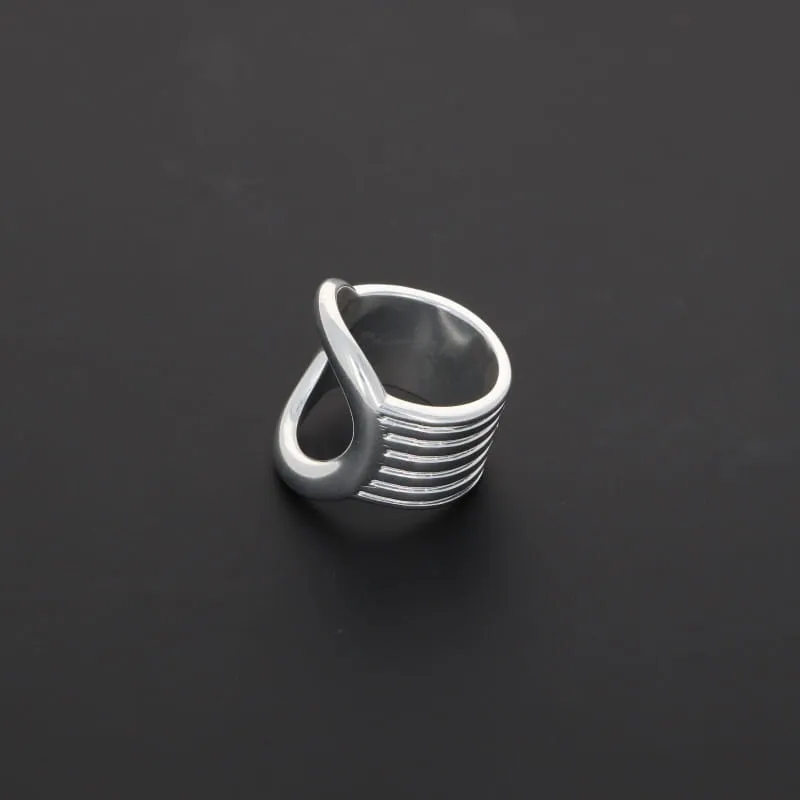 Secret de Cuir N°714 Bague Bouée Plaqué Argent 1,3 cm