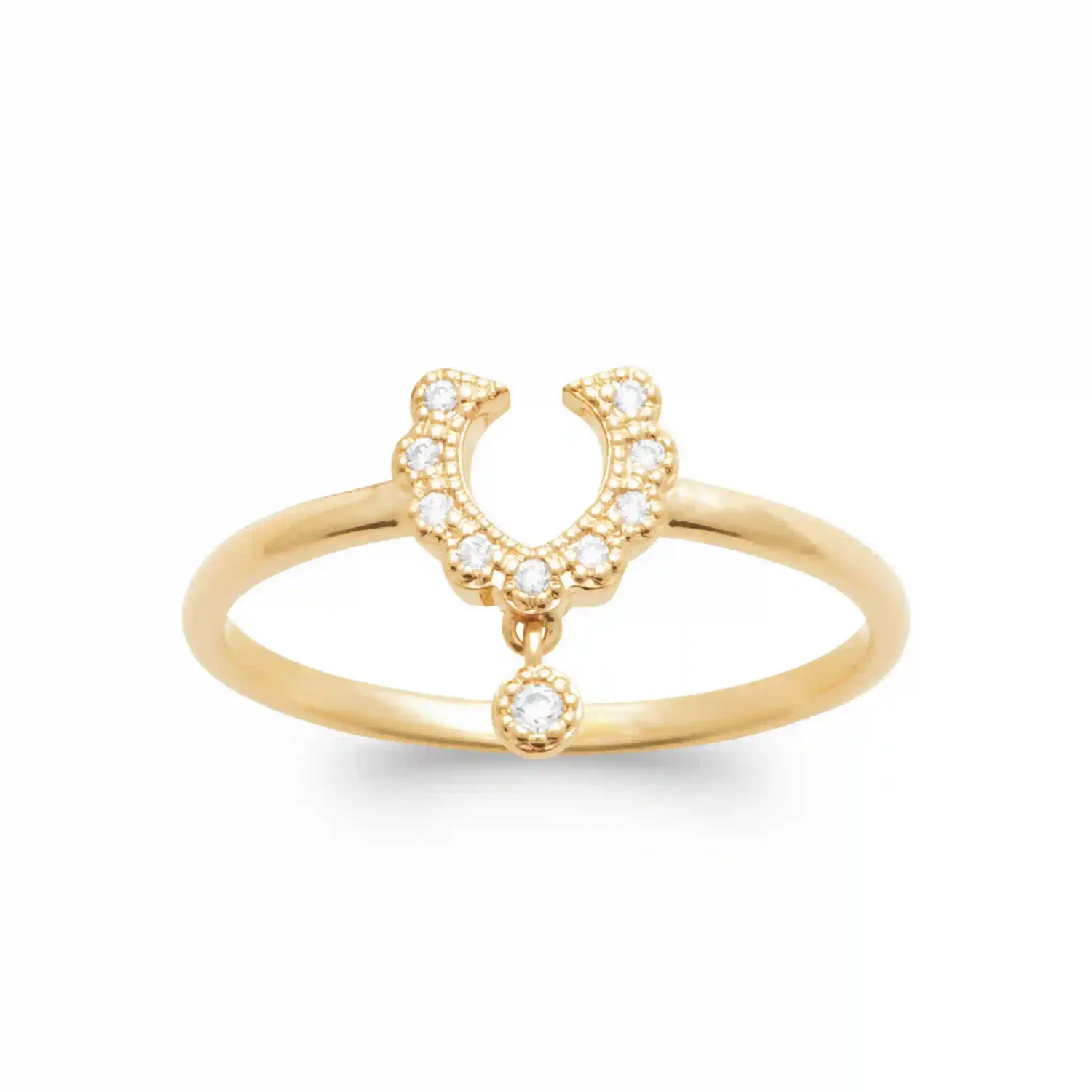 Oriana France bague fer à cheval plaqué or breloque