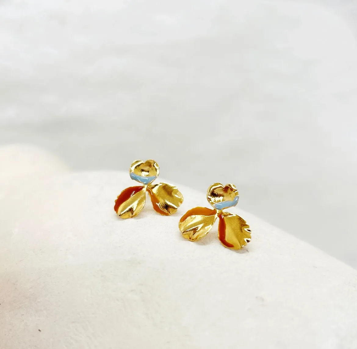 Elise Tsikis Pensée puces fleur or jaune 1,5 cm