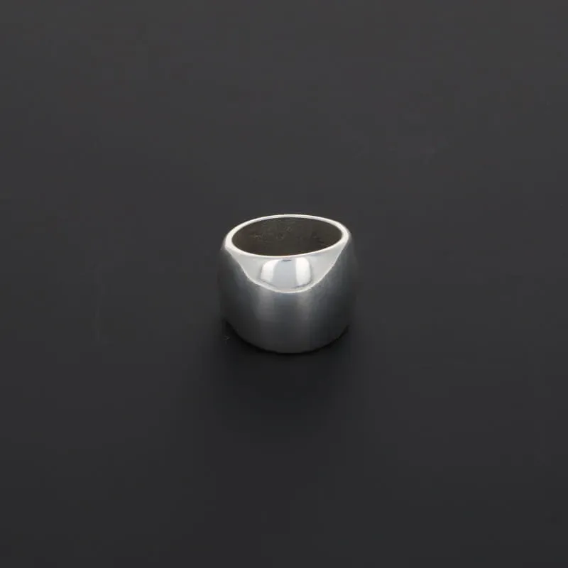 Secret de Cuir N°1202 bague bombée large argent plaqué