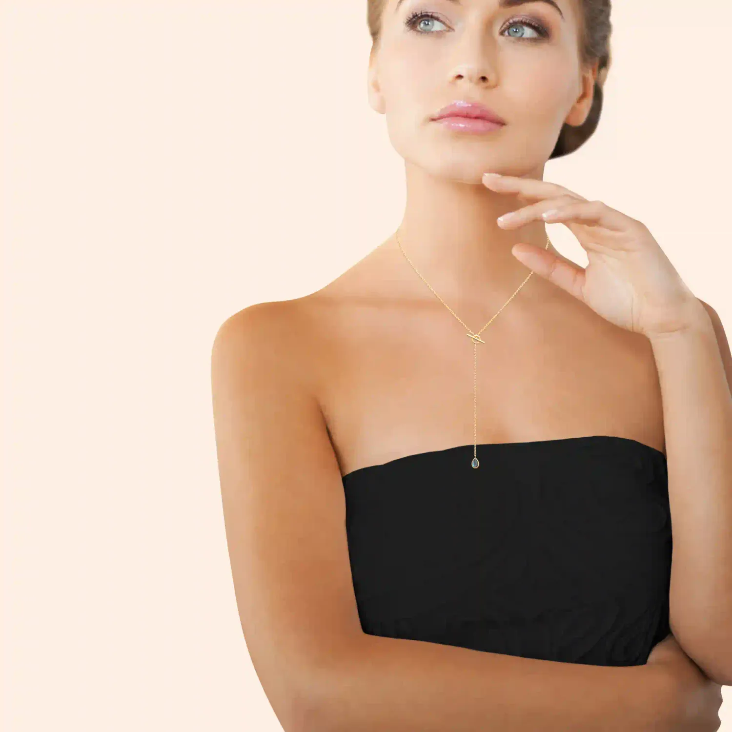 Oriana France cravate collier labradorite goutte