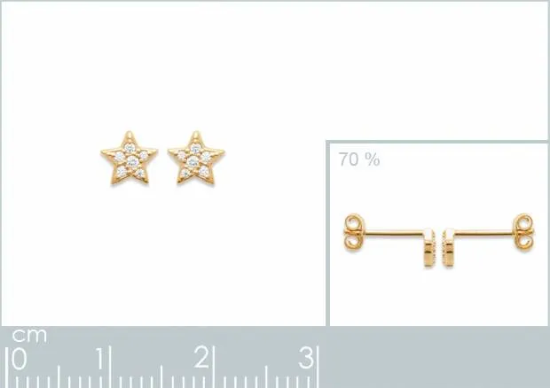 Oriana France étoile clous d’oreilles plaqué or 18 carats
