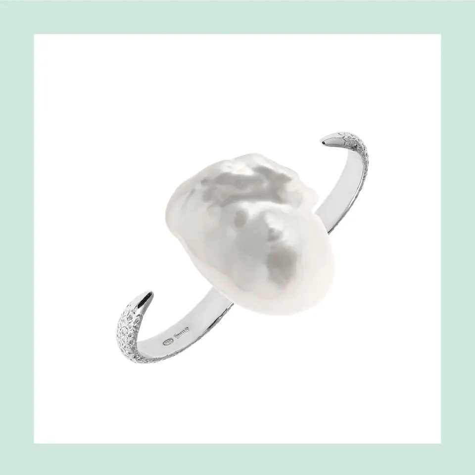 Lorella Tamberi Artemis Double Talon bague perle baroque