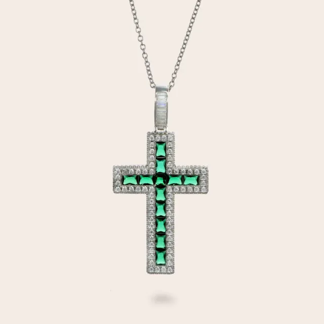 Ultima Edizione collier croix big zircones baguette couleurs