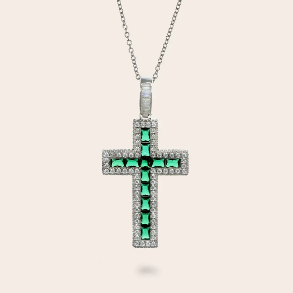 Ultima Edizione collier croix big zircones baguette couleurs