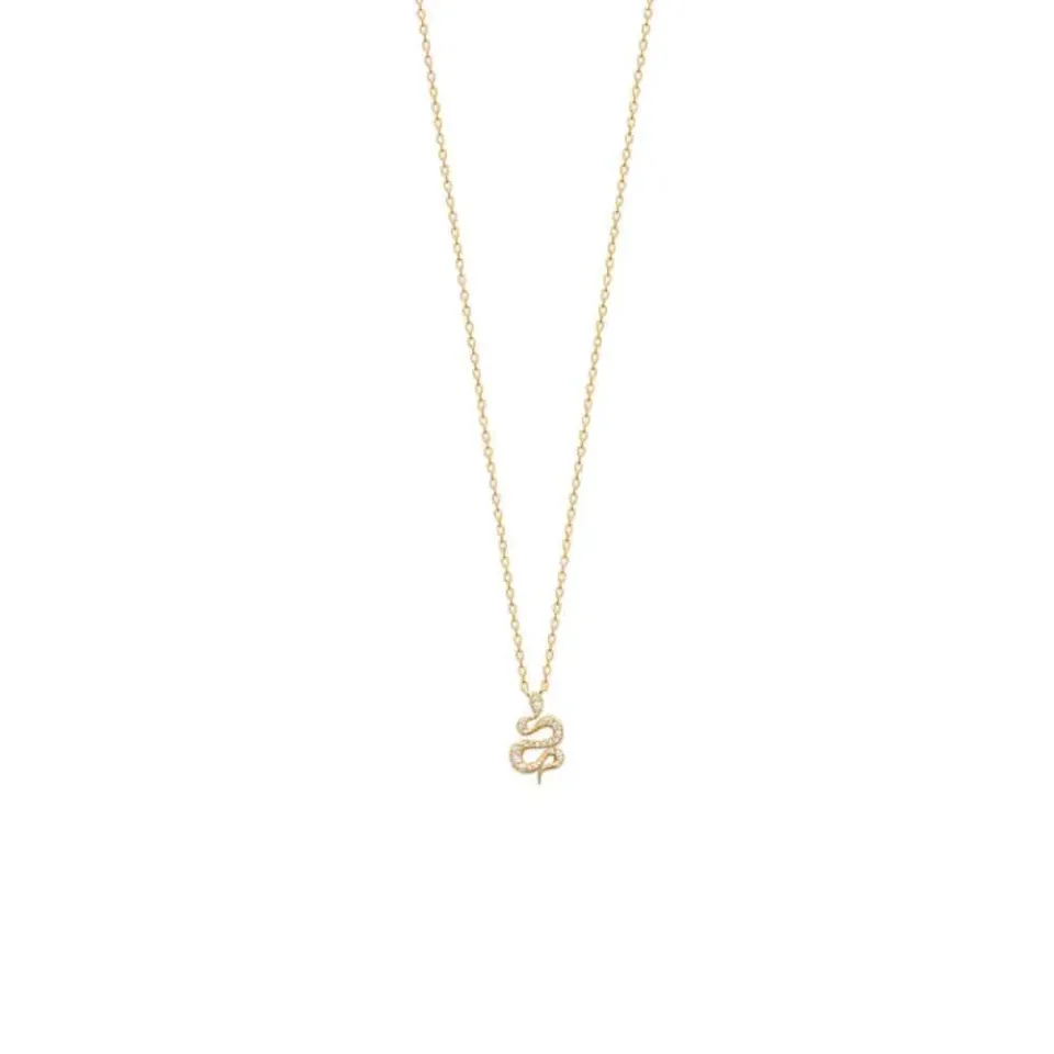 Oriana France serpent collier plaqué or oxydes blancs