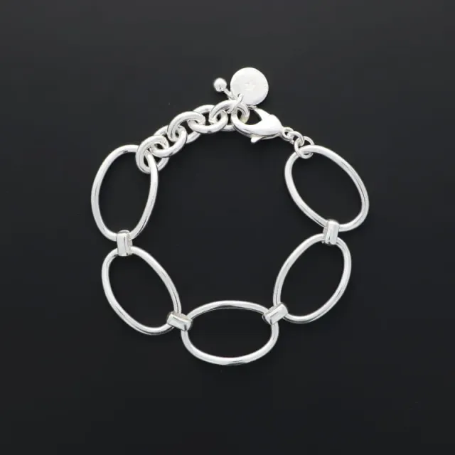 Secret de Cuir N°1530 bracelet 5 ovales plaqué argent