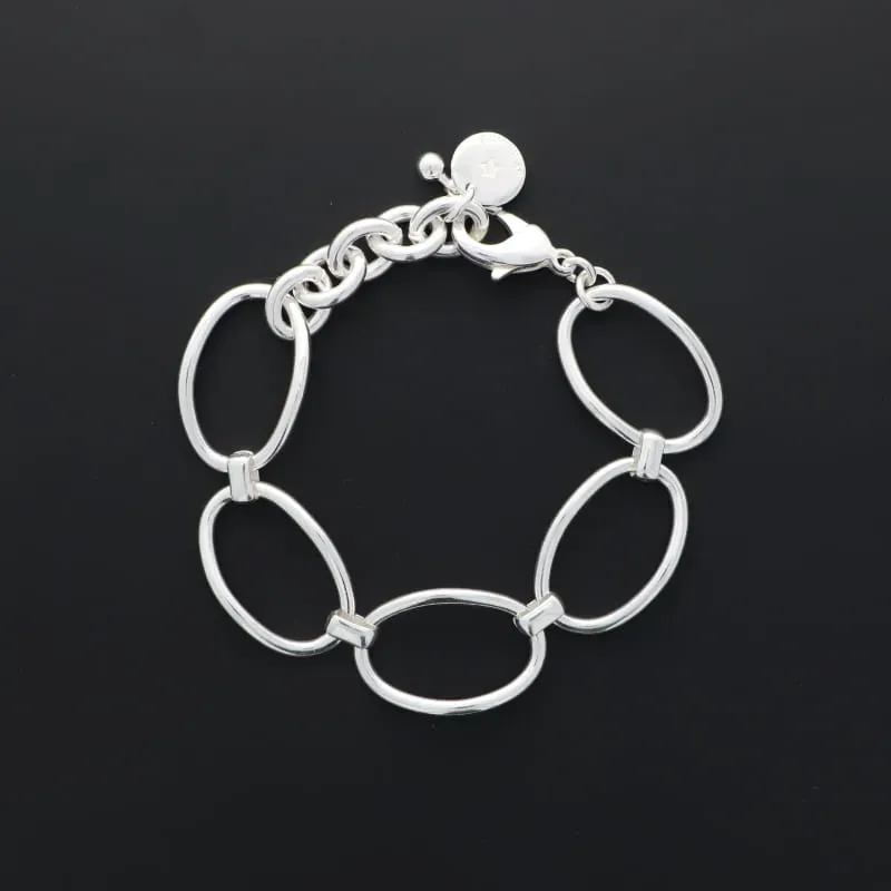 Secret de Cuir N°1530 bracelet 5 ovales plaqué argent