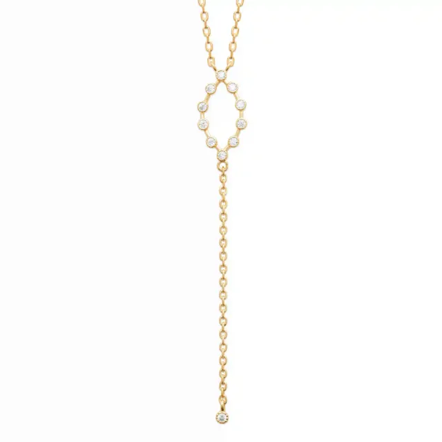 Oriana France collier cravate ovale plaqué or scintillant