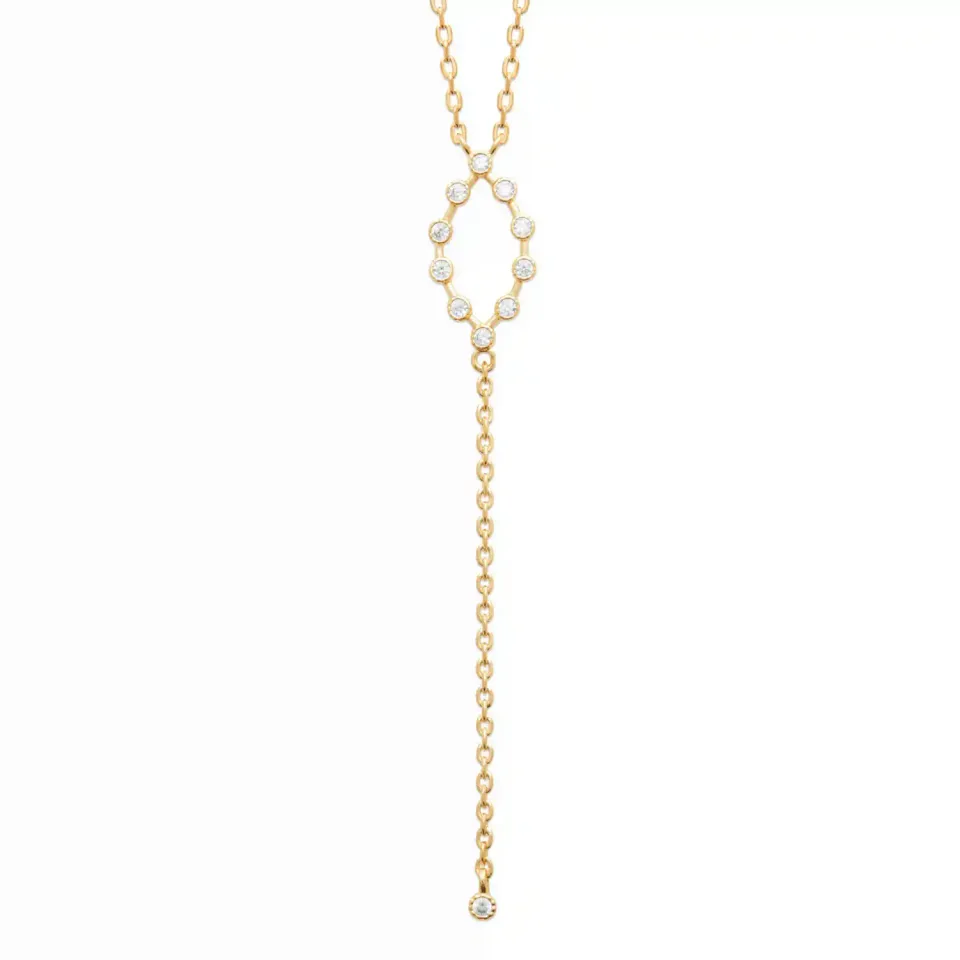 Oriana France collier cravate ovale plaqué or scintillant