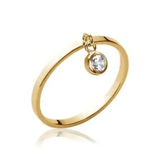 Oriana France bague breloque zircon plaqué or fine