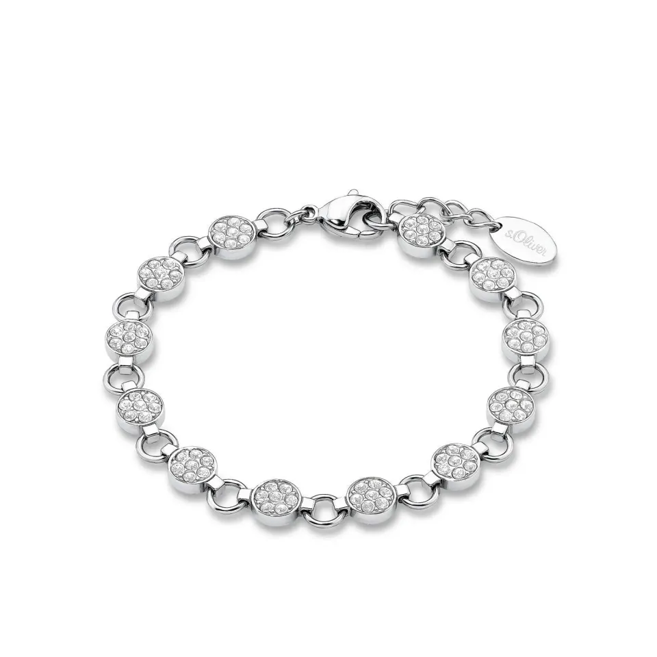 s.Oliver bracelet acier cristal argenté femme 18,5 cm
