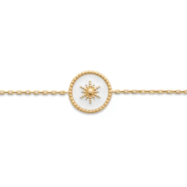 Oriana France bracelet soleil laque blanche plaqué or