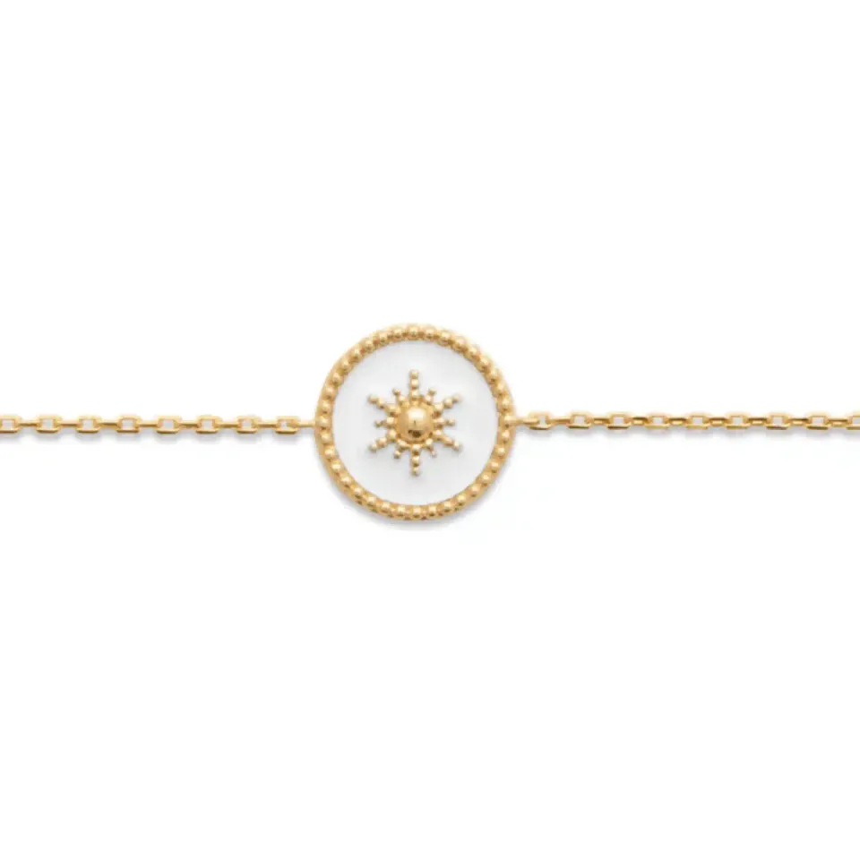 Oriana France bracelet soleil laque blanche plaqué or