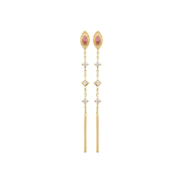 Oriana France pendantes quartz rose plaqué or pierres
