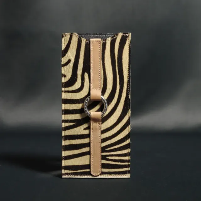 Secret de Cuir étui zèbre camel cuir 9x19cm