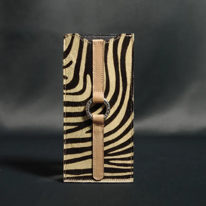 Secret de Cuir étui zèbre camel cuir 9x19cm