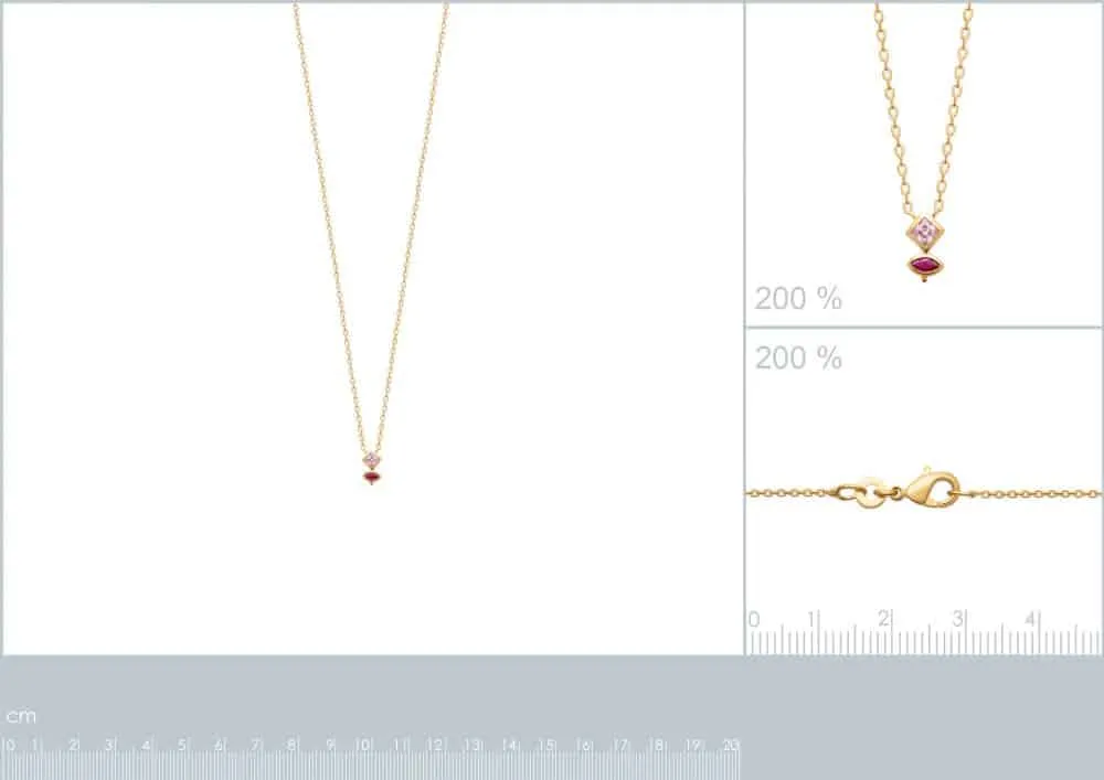 Oriana France quartz rose collier plaqué or topaze rose