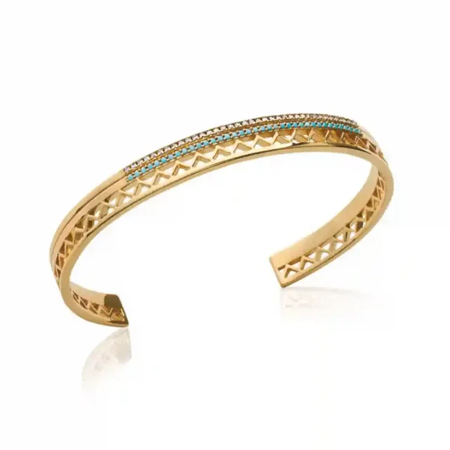 Oriana France bracelet jonc turquoises plaqué or