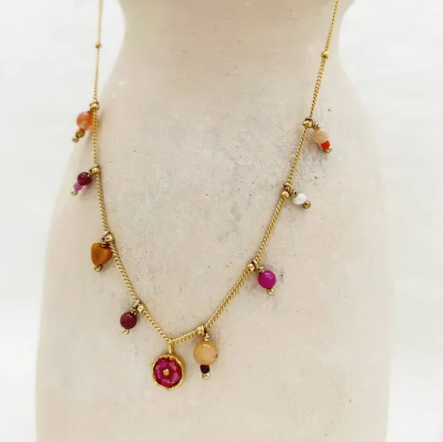 Elise Tsikis Selia collier femme orange perles jade