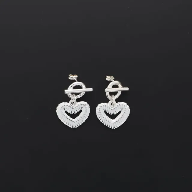 Secret de Cuir N°1705 boucles cœur godron plaqué argent