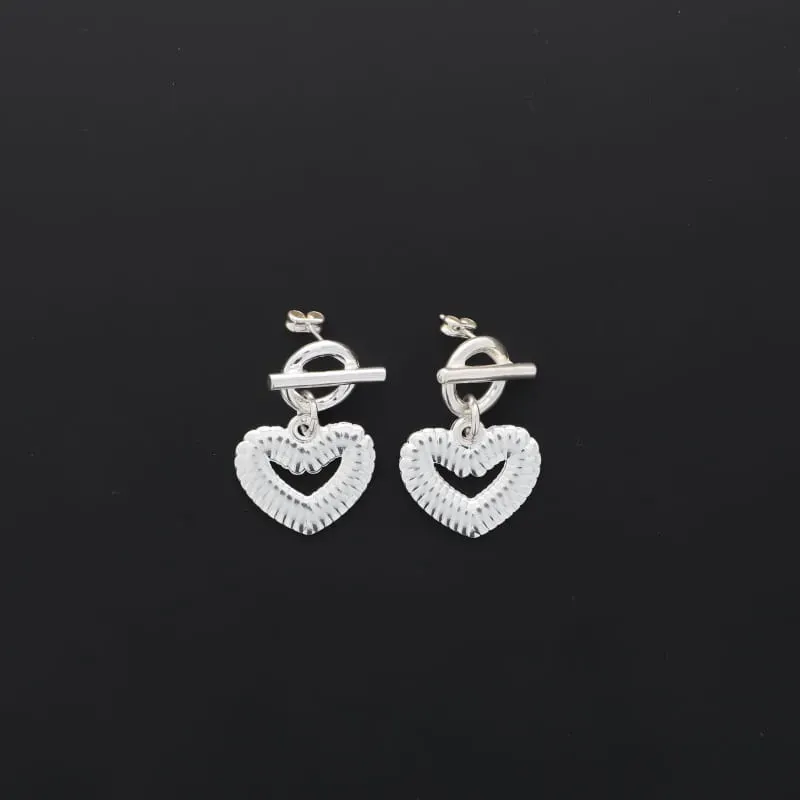 Secret de Cuir N°1705 boucles cœur godron plaqué argent
