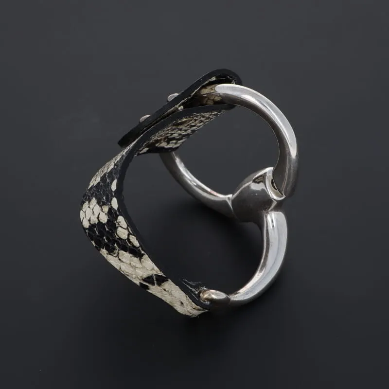 Secret de Cuir N°470 manchette serpent cuir plaqué argent