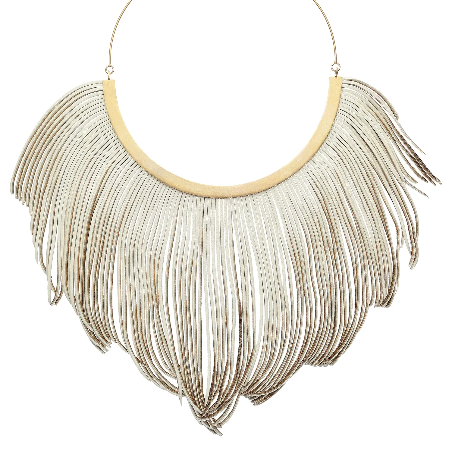 Lorella Tamberi Canal Flames Ice Gold collier cuir franges