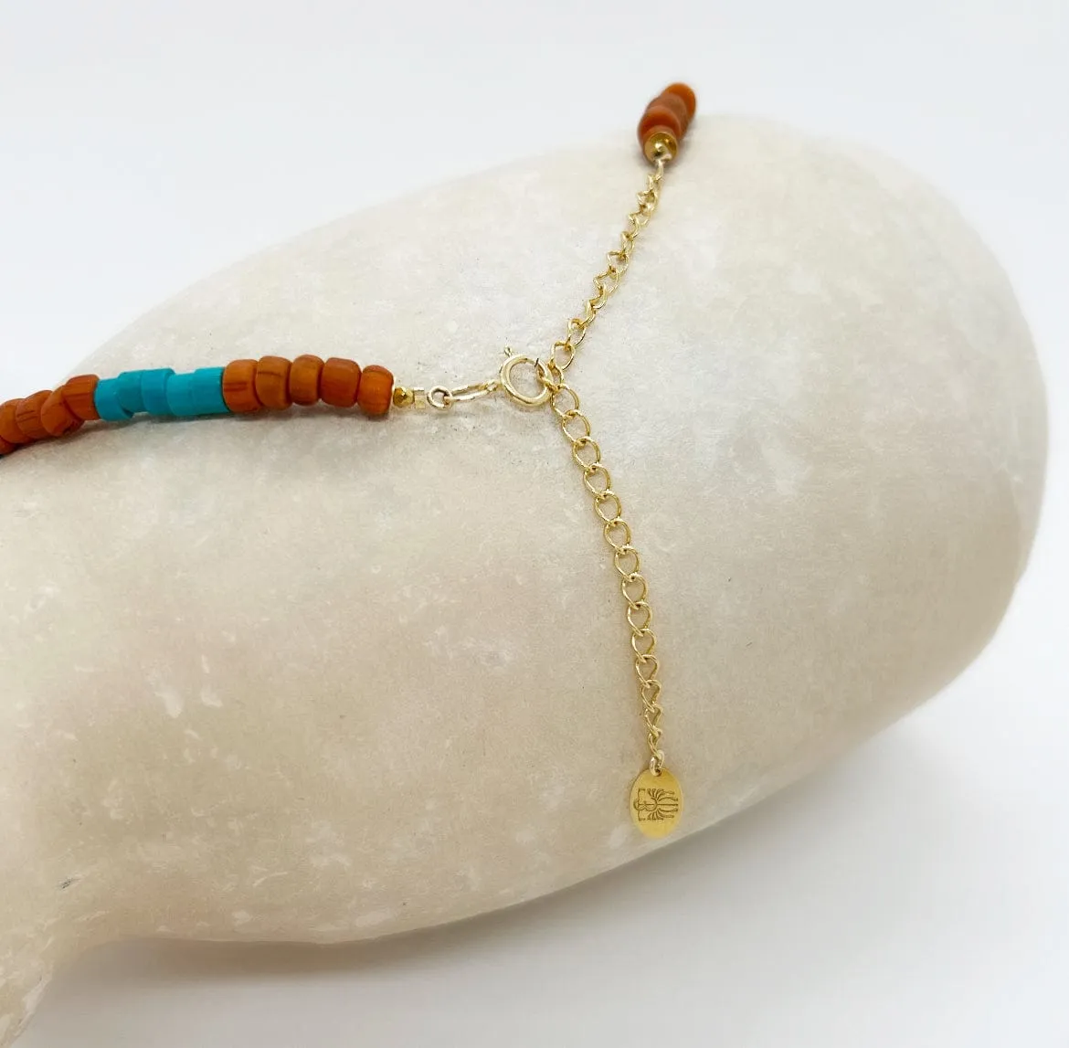 Elise Tsikis Joppa collier perles turquoise doré