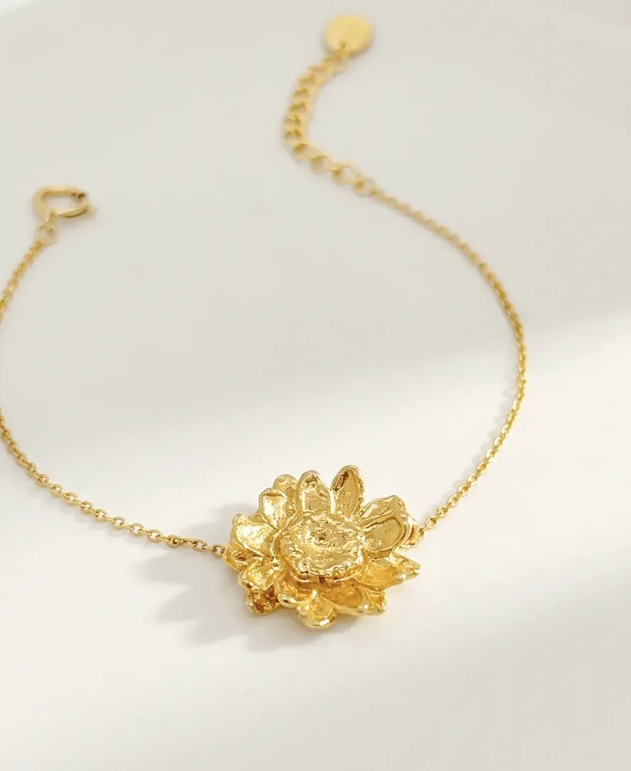 Elise Tsikis Gordese bracelet fleur or jaune 17,5 cm