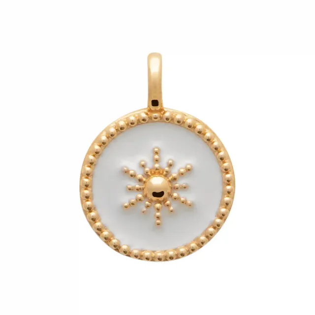 Oriana France soleil laque blanche pendentif plaqué or sans nickel