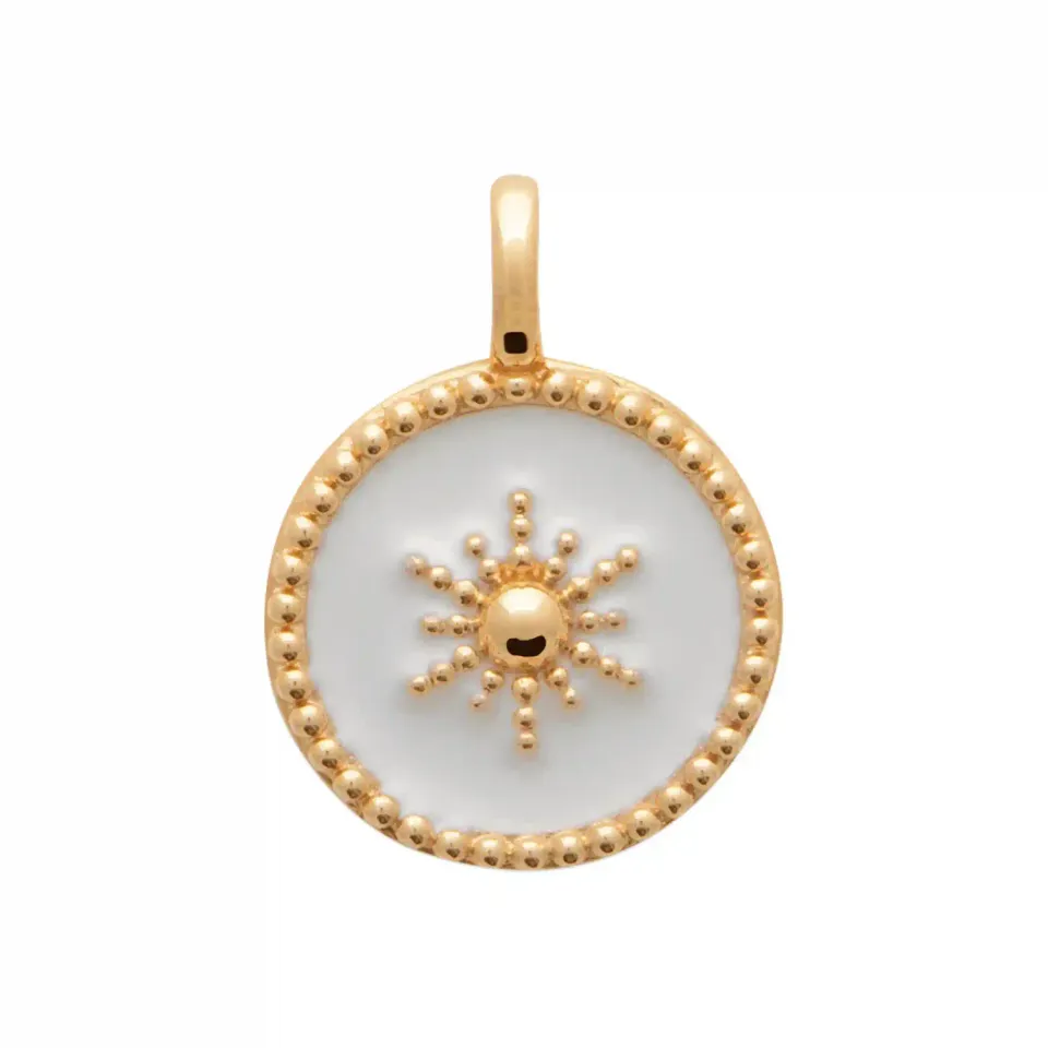 Oriana France soleil laque blanche pendentif plaqué or sans nickel