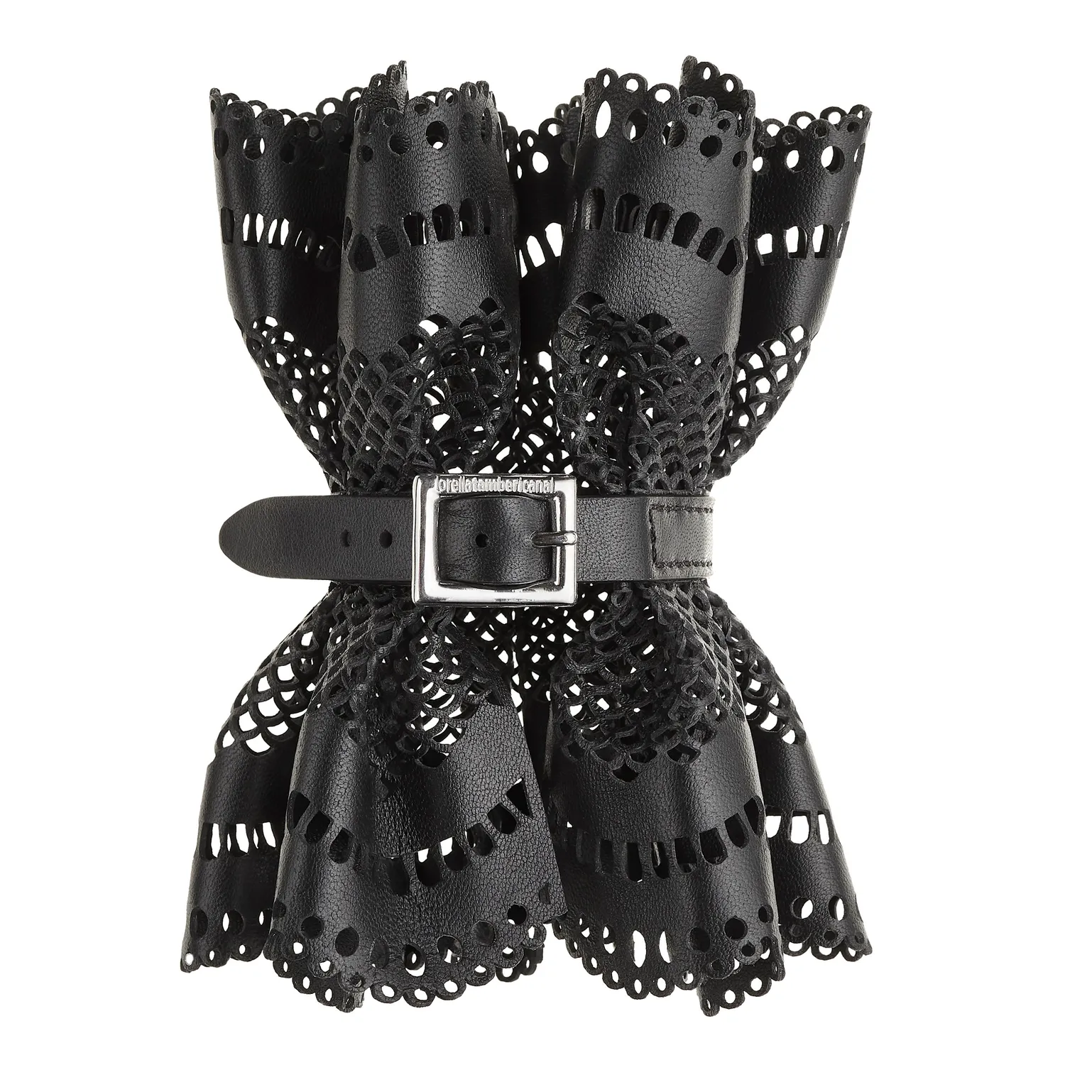 Lorella Tamberi Canal Victoria manchette cuir noir boucle argentée