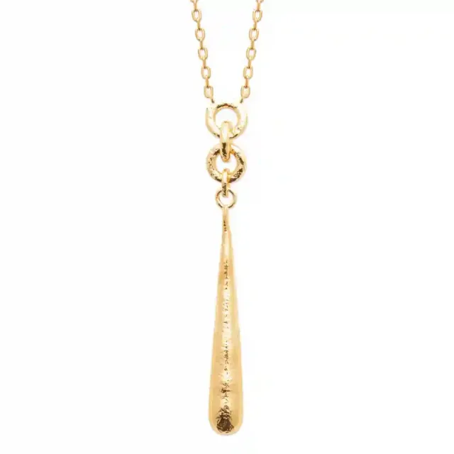 Oriana France cravate grande goutte collier plaqué or martelé