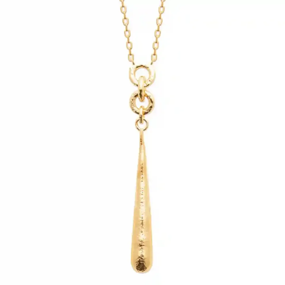 Oriana France cravate grande goutte collier plaqué or martelé