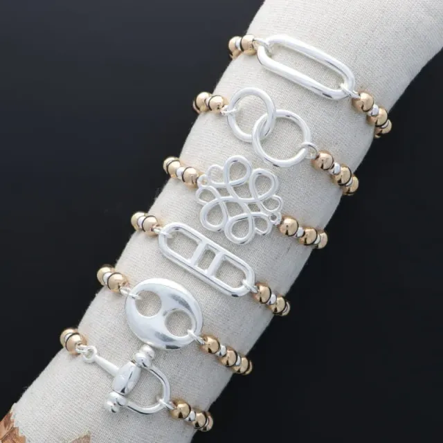 Secret de Cuir N°1617 pack 6 bracelets perles bicolore