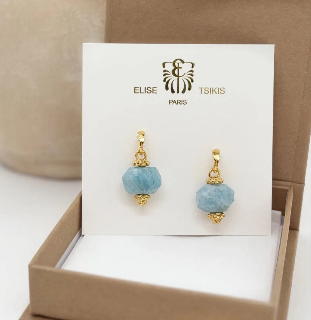Elise Tsikis Dallas boucles pierre aigue-marine 2,8 cm