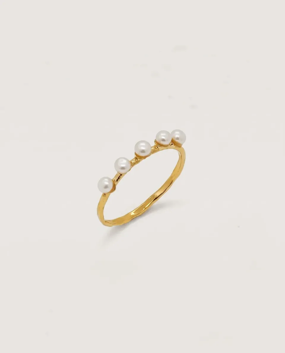 Elise Tsikis Plaka bague perle de culture doré taille 54