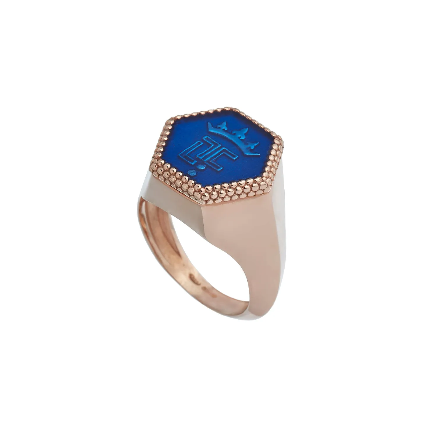 Lorella Tamberi Canal Bee Queen Hexagonal chevalière bleue