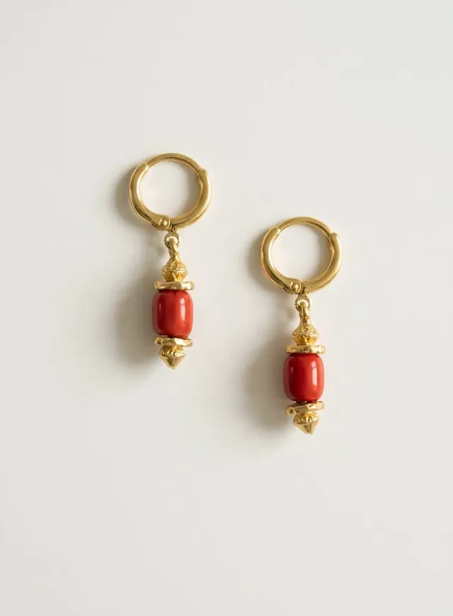 Elise Tsikis Lasta rouge boucles d'oreilles perles