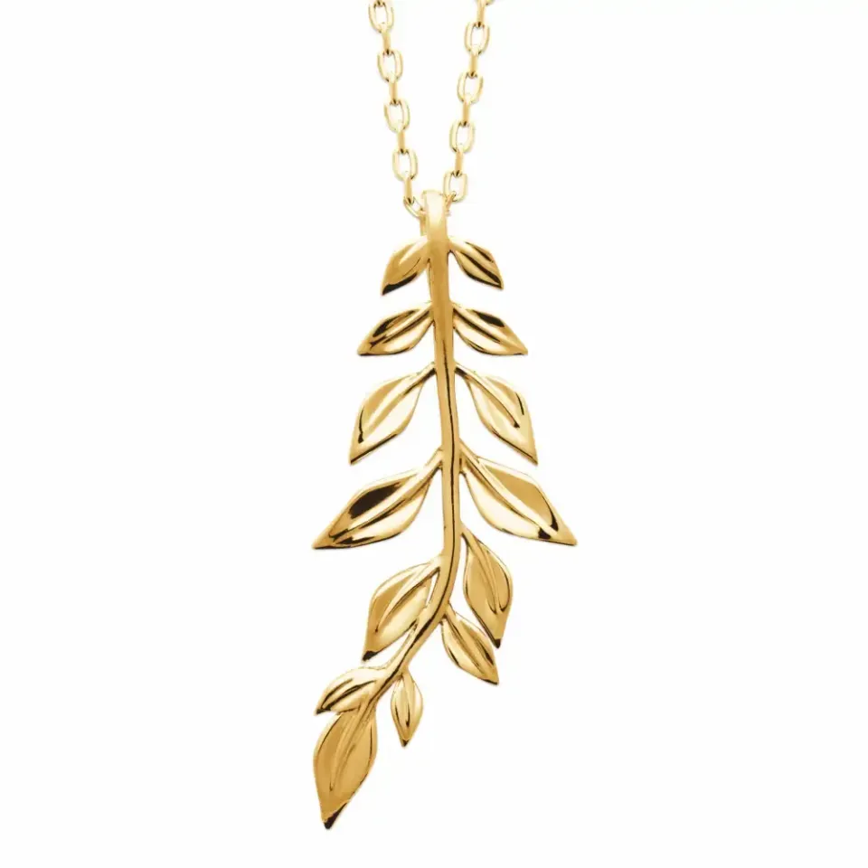 Oriana France laurier collier plaqué or hypoallergénique