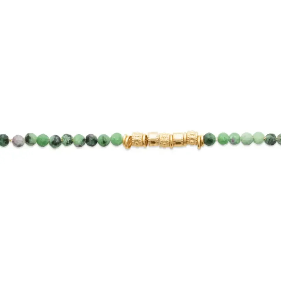 Oriana France bracelet plaqué or rubis zoïsite anneaux larges