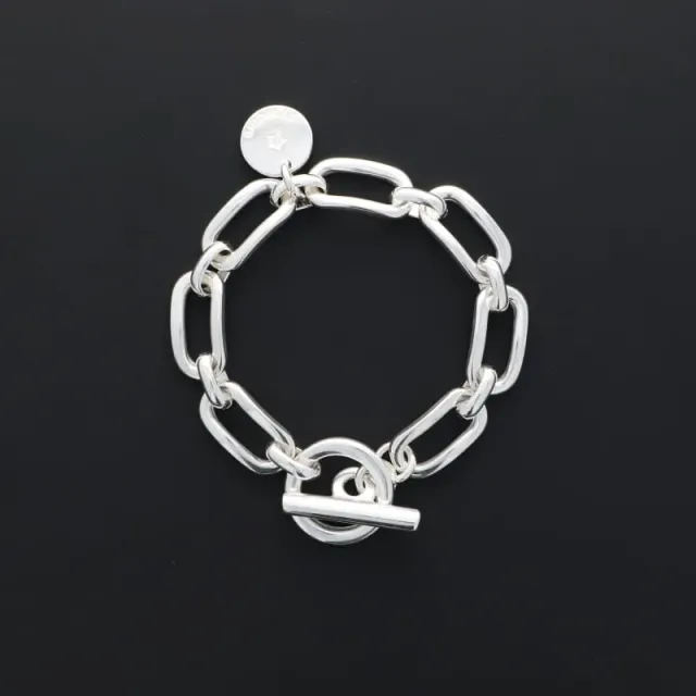 Secret de Cuir N°414 bracelet rectangle incurvé plaqué argent