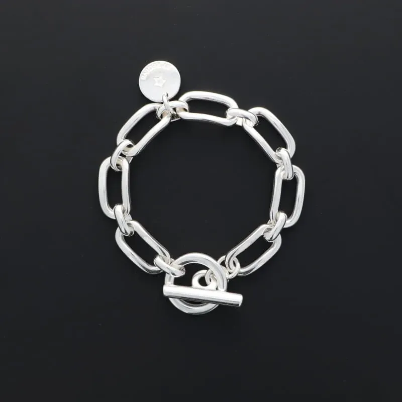 Secret de Cuir N°414 bracelet rectangle incurvé plaqué argent