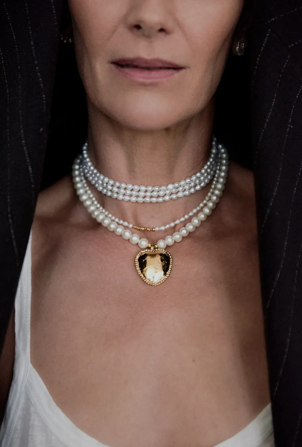 Elise Tsikis Aphrodite Demeter collier perles 3 rangs