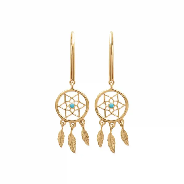 Oriana France boucles attrape-rêves plaqué or turquoise