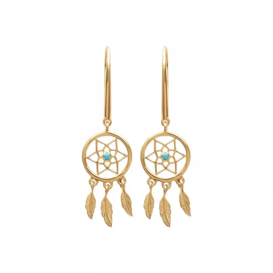 Oriana France boucles attrape-rêves plaqué or turquoise