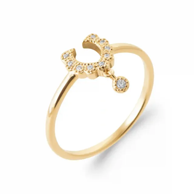 Oriana France bague fer à cheval plaqué or breloque