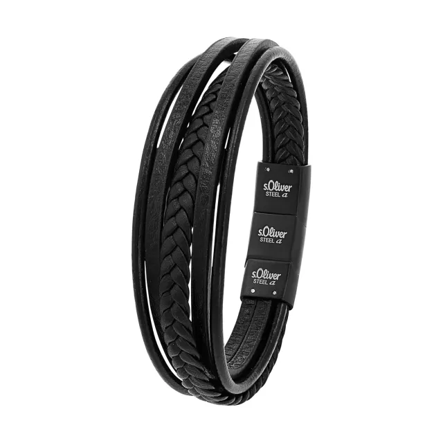 s.Oliver Bracelet Homme Cuir Acier Classique